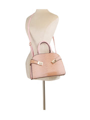Croc Embossed Top Handle Satchel Set with Cosmetic Pouch