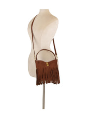 Boho Fringe Suede Hobo Shoulder Bag Set