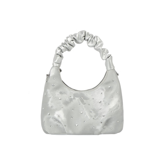 Crystal Stud Mini Hobo Shoulder Bag