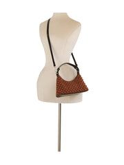 Studded Suede Baguette Shoulder Bag with Detachable Crossbody Strap