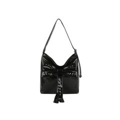 Studded Bow Shoulder Hobo Handbag