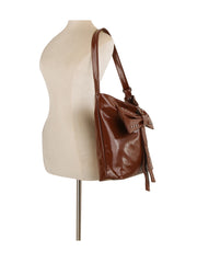 Studded Bow Shoulder Hobo Handbag