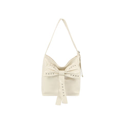 Studded Bow Shoulder Hobo Handbag