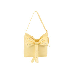 Studded Bow Shoulder Hobo Handbag