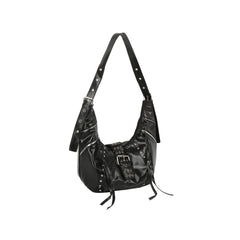 Studded Buckle Slouch Hobo Bag