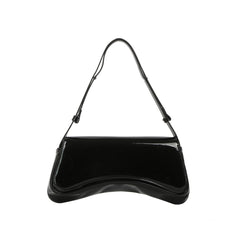 Glossy Curve Shoulder Baguette Bag