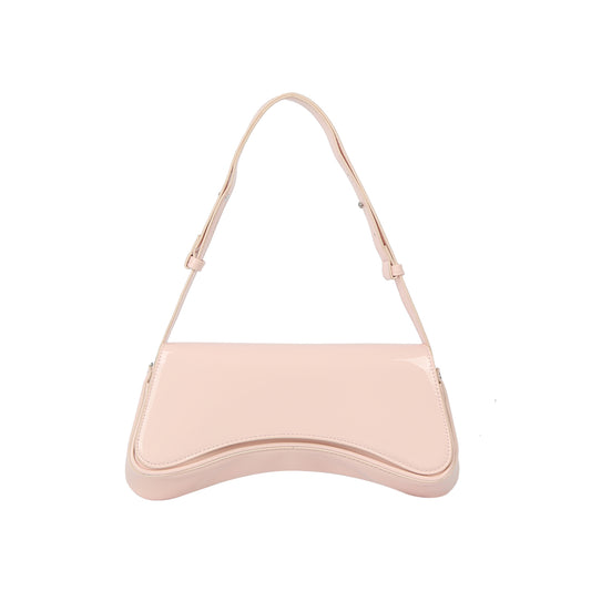 Glossy Curve Shoulder Baguette Bag