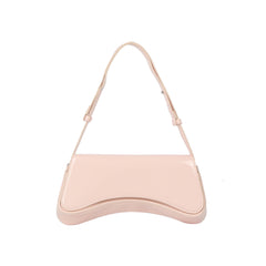 Glossy Curve Shoulder Baguette Bag