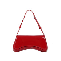 Glossy Curve Shoulder Baguette Bag