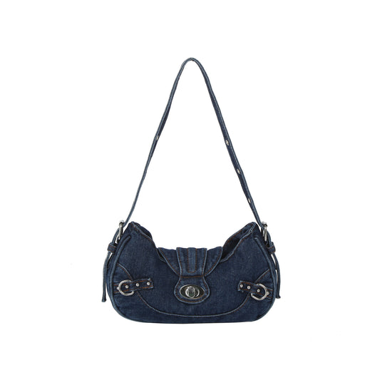 Denim Turn-Lock Mini Shoulder