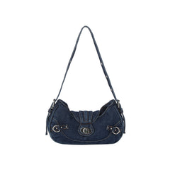 Denim Turn-Lock Mini Shoulder