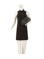 Studded Ruched Frame Clutch