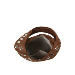 Studded Vegan Suede Hobo Shoulder Bag