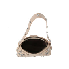 Studded Buckle Mini Shoulder Bag with Zip Pockets