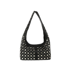 Silver Grommet Slouch Hobo Bag
