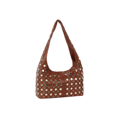 Silver Grommet Slouch Hobo Bag