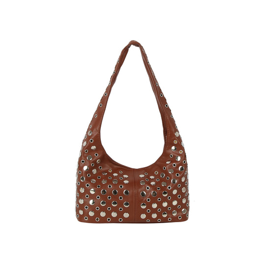 Silver Grommet Slouch Hobo Bag