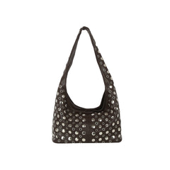 Silver Grommet Slouch Hobo Bag