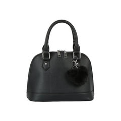 Pebbled Dome Zip Handbag with Heart Charm