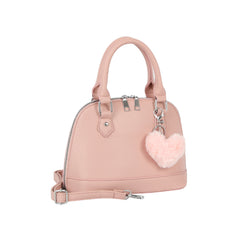 Pebbled Dome Zip Handbag with Heart Charm