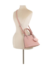 Pebbled Dome Zip Handbag with Heart Charm
