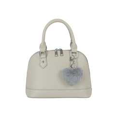 Pebbled Dome Zip Handbag with Heart Charm