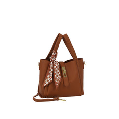 Checkered Scarf Accent Lock Mini Tote