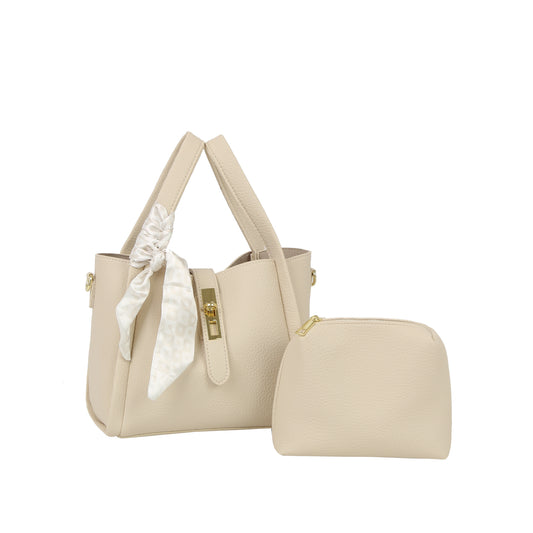 Checkered Scarf Accent Lock Mini Tote