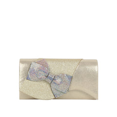 Crystal Bow Metallic Clutch Crossbody