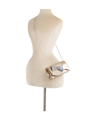 Crystal Bow Metallic Clutch Crossbody