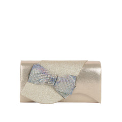 Crystal Bow Metallic Clutch Crossbody