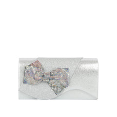 Crystal Bow Metallic Clutch Crossbody