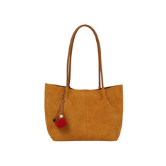 Classic Suede Tote with Faux Leather Pouch Set