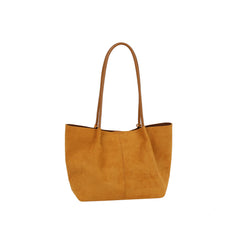 Classic Suede Tote with Faux Leather Pouch Set