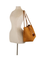 Classic Suede Tote with Faux Leather Pouch Set