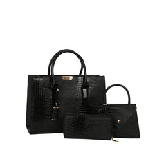 Croc Texture Structured Tote Bag Set