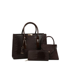 Croc Texture Structured Tote Bag Set