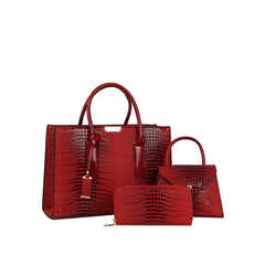 Croc Texture Structured Tote Bag Set