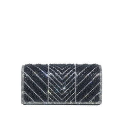 Chevron Pearl Rhinestone Flap Clutch