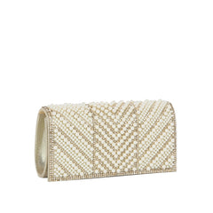 Chevron Pearl Rhinestone Flap Clutch