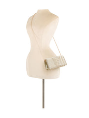 Chevron Pearl Rhinestone Flap Clutch