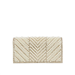 Chevron Pearl Rhinestone Flap Clutch