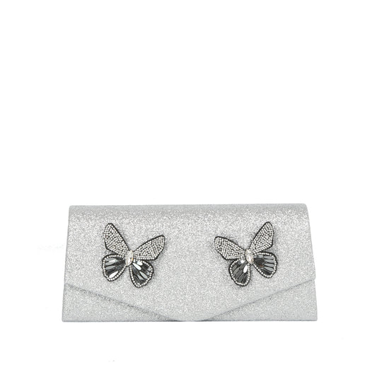 Crystal Butterfly Envelope Clutch Crossbody