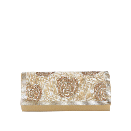 Pearl Rose Rhinestone Evening Clutch