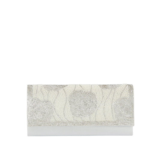 Pearl Rose Rhinestone Evening Clutch