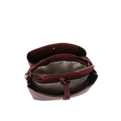 Structured Pebble Leather Shoulder Bag with Chain Accent