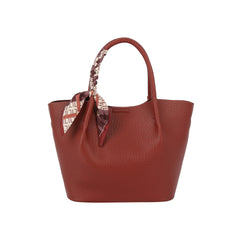 Pebbled Scarf Accent Tote Handbag