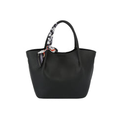 Pebbled Scarf Accent Tote Handbag