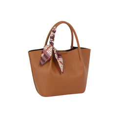 Pebbled Scarf Accent Tote Handbag