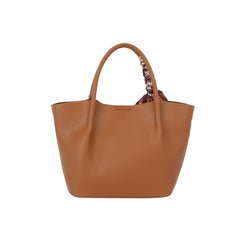 Pebbled Scarf Accent Tote Handbag